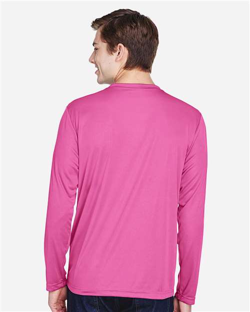 Team 365 TT11L Men's Zone Performance Long Sleeve T-Shirt - Sport Charity Pink - model back