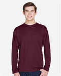 Team 365 TT11L Men's Zone Performance Long Sleeve T-Shirt - Sport Dark Maroon - model front