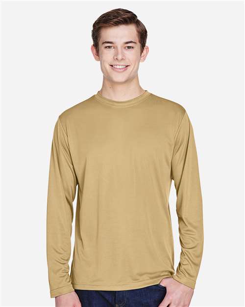 Team 365 TT11L Men's Zone Performance Long Sleeve T-Shirt - Sport Vegas Gold - model front
