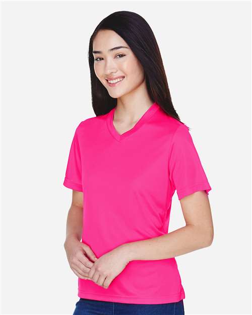 Team 365 TT11W Women's Zone Performance T-Shirt - Bright Magenta - model side