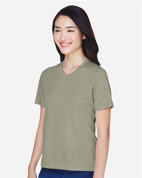 Team 365 TT11W Women's Zone Performance T-Shirt - Olive - model side
