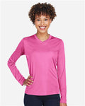 Team 365 TT11WL Women's Zone Performance Long Sleeve T-Shirt - Sport Charity Pink - model front