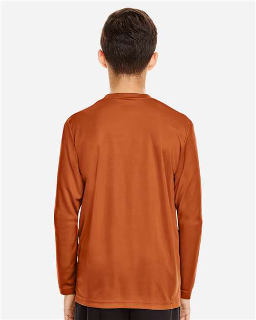 Team 365 TT11YL Youth Zone Performance Long Sleeve T-Shirt - Sport Burnt Orange - model back