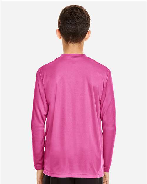 Team 365 TT11YL Youth Zone Performance Long Sleeve T-Shirt - Sport Charity Pink - model back