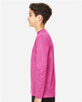 Team 365 TT11YL Youth Zone Performance Long Sleeve T-Shirt - Sport Charity Pink - model side