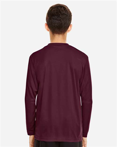 Team 365 TT11YL Youth Zone Performance Long Sleeve T-Shirt - Sport Dark Maroon - model back