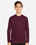 Team 365 TT11YL Youth Zone Performance Long Sleeve T-Shirt - Sport Dark Maroon - model front