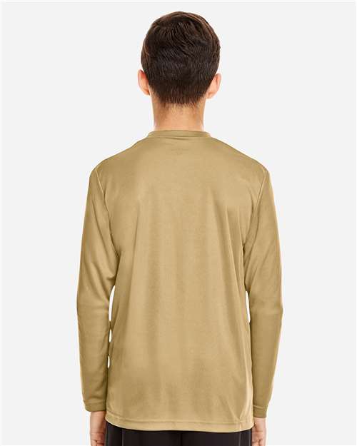 Team 365 TT11YL Youth Zone Performance Long Sleeve T-Shirt - Sport Vegas Gold - model back