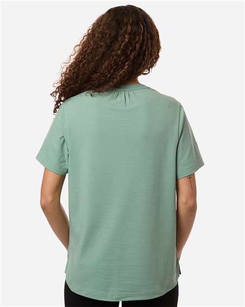Devon & Jones DG102W Women's Seaton Pebble Textured Polo - Balsam Green - model back