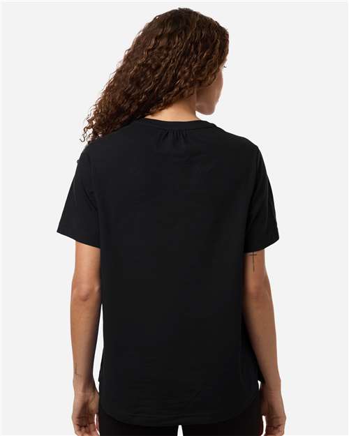 Devon & Jones DG102W Women's Seaton Pebble Textured Polo - Black - model back