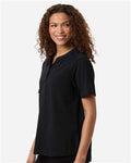 Devon & Jones DG102W Women's Seaton Pebble Textured Polo - Black - model side