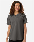 Devon & Jones DG102W Women's Seaton Pebble Textured Polo - Graphite - model front