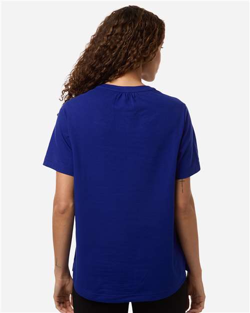 Devon & Jones DG102W Women's Seaton Pebble Textured Polo - Midnight Royal - model back