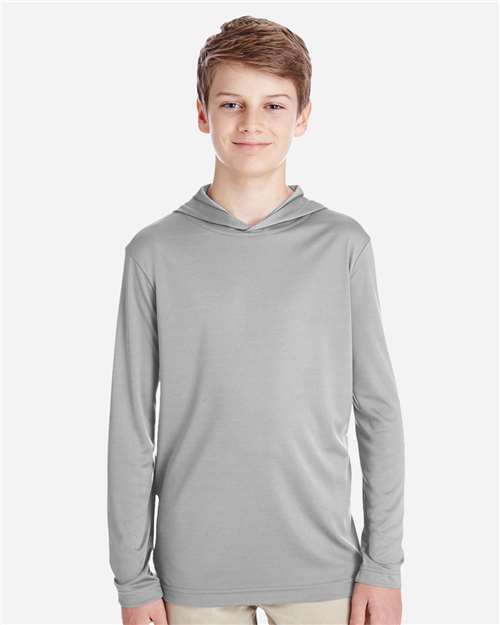 Team 365 TT41Y Youth Zone Performance Hooded T-Shirt - Sport Silver - model front