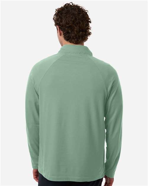 Devon & Jones DG402 Men's Seaton Pebble Textured Quarter-Zip Pullover - Balsam Green - model back