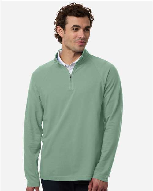 Devon & Jones DG402 Men's Seaton Pebble Textured Quarter-Zip Pullover - Balsam Green - model front