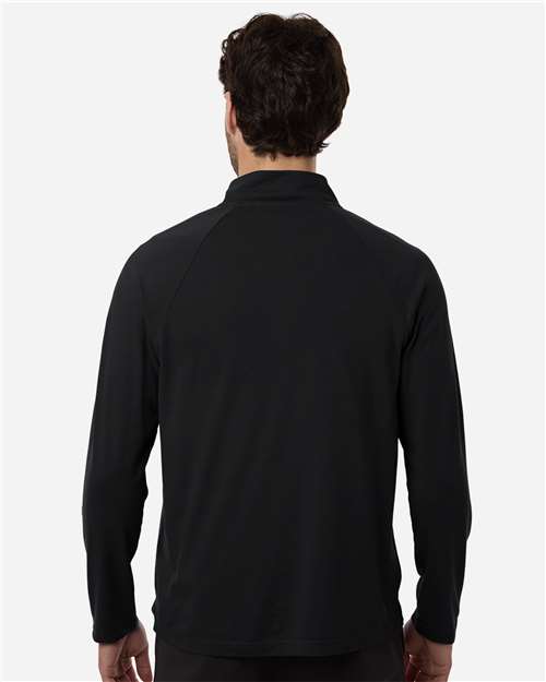Devon & Jones DG402 Men's Seaton Pebble Textured Quarter-Zip Pullover - Black - model back