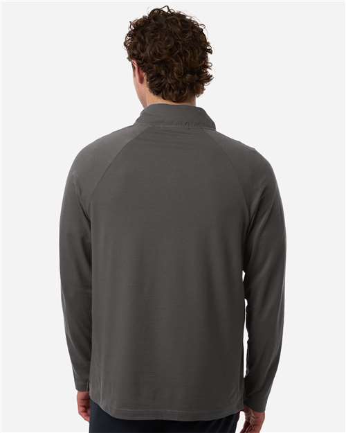 Devon & Jones DG402 Men's Seaton Pebble Textured Quarter-Zip Pullover - Graphite - model back