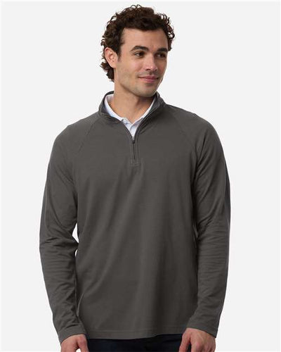 Devon & Jones DG402 Men's Seaton Pebble Textured Quarter-Zip Pullover - Graphite - model front