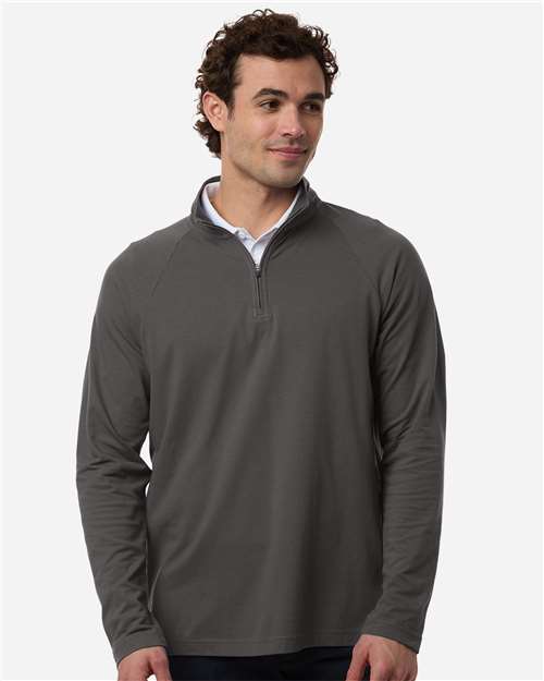 Devon & Jones DG402 Men's Seaton Pebble Textured Quarter-Zip Pullover - Graphite - model front