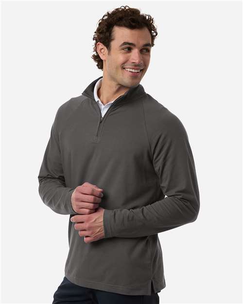 Devon & Jones DG402 Men's Seaton Pebble Textured Quarter-Zip Pullover - Graphite - model side
