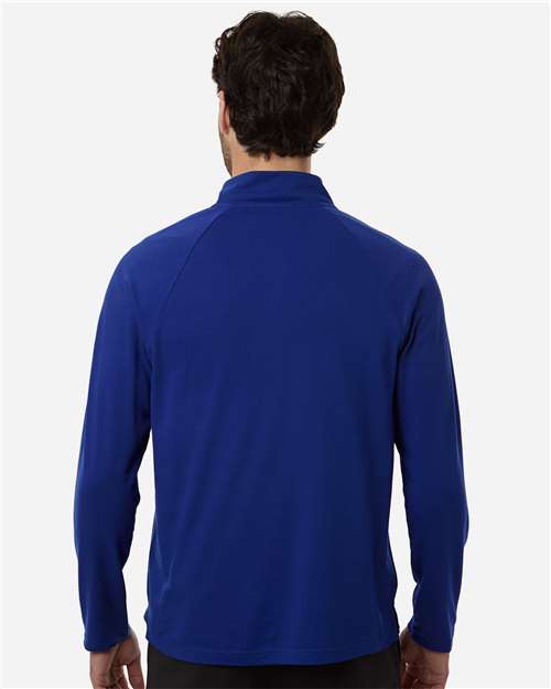 Devon & Jones DG402 Men's Seaton Pebble Textured Quarter-Zip Pullover - Midnight Royal - model back