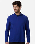 Devon & Jones DG402 Men's Seaton Pebble Textured Quarter-Zip Pullover - Midnight Royal - model front