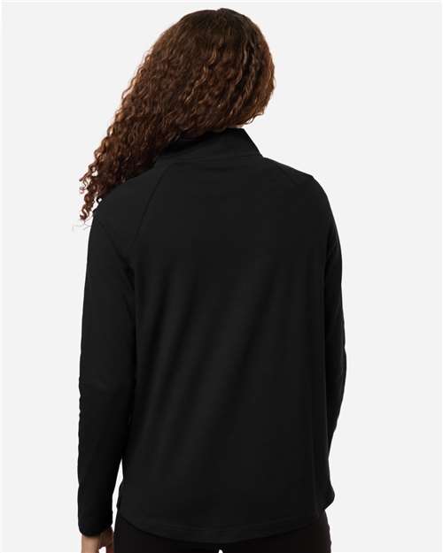 Devon & Jones DG402W Women's Seaton Pebble Textured Quarter-Zip Pullover - Black - model back