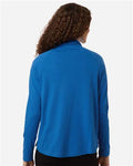Devon & Jones DG402W Women's Seaton Pebble Textured Quarter-Zip Pullover - French Blue - model back