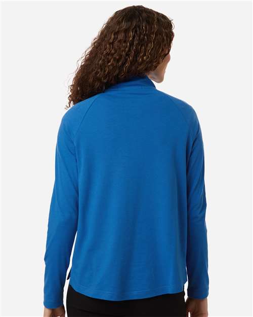 Devon & Jones DG402W Women's Seaton Pebble Textured Quarter-Zip Pullover - French Blue - model back