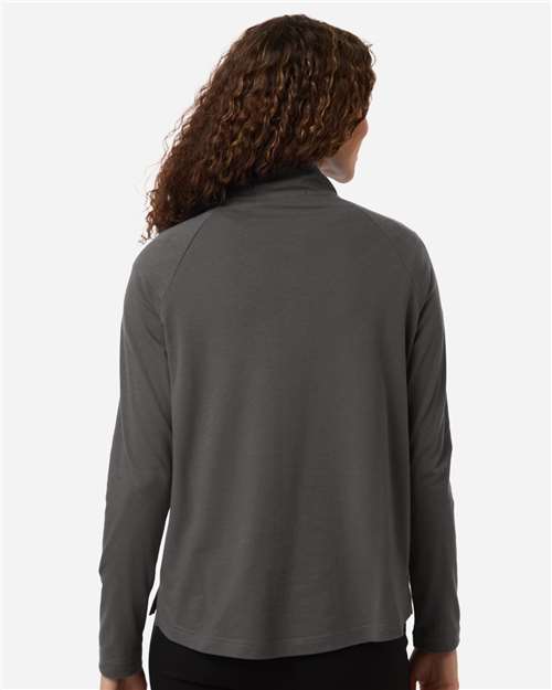 Devon & Jones DG402W Women's Seaton Pebble Textured Quarter-Zip Pullover - Graphite - model back
