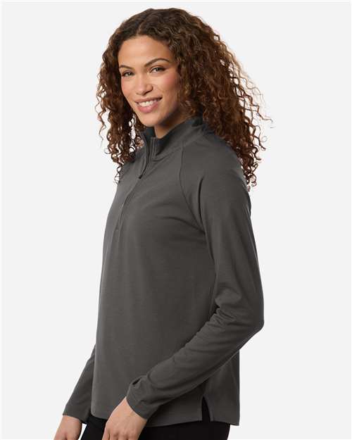 Devon & Jones DG402W Women's Seaton Pebble Textured Quarter-Zip Pullover - Graphite - model side