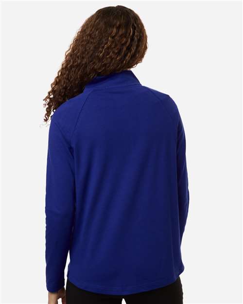 Devon & Jones DG402W Women's Seaton Pebble Textured Quarter-Zip Pullover - Midnight Royal - model back