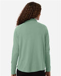 Devon & Jones DG402W Women's Seaton Pebble Textured Quarter-Zip Pullover - Balsam Green - model back
