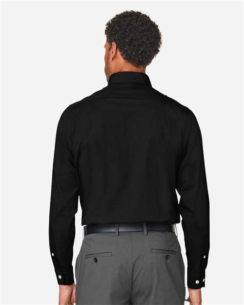 Devon & Jones DG505 Men's CrownLux Performance Spencer Poplin Dress Shirt - Black - model back