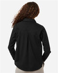 Devon & Jones DG505W Women's CrownLux Performance Spencer Poplin Dress Shirt - Black - model back