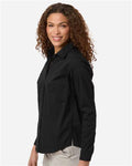 Devon & Jones DG505W Women's CrownLux Performance Spencer Poplin Dress Shirt - Black - model side