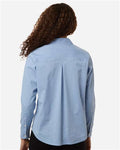 Devon & Jones DG505W Women's CrownLux Performance Spencer Poplin Dress Shirt - Light Blue Melange - model back