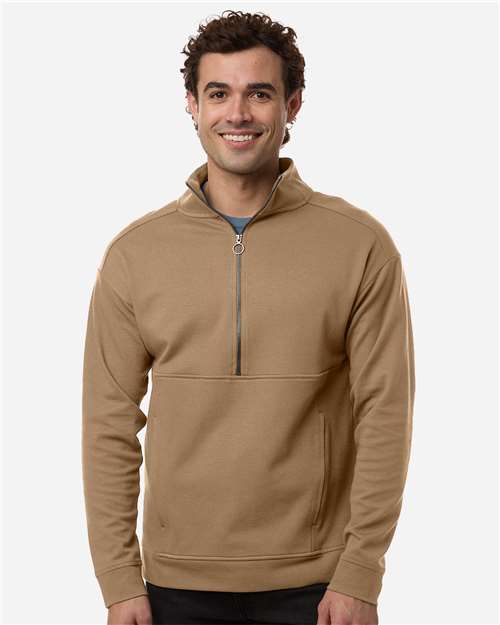 North End NE220 Men's Mantra Half-Zip Ottoman Pullover - Cafe - model front