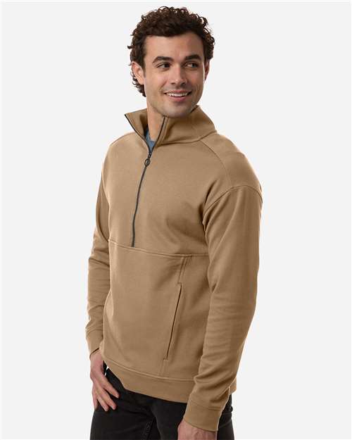 North End NE220 Men's Mantra Half-Zip Ottoman Pullover - Cafe - model side