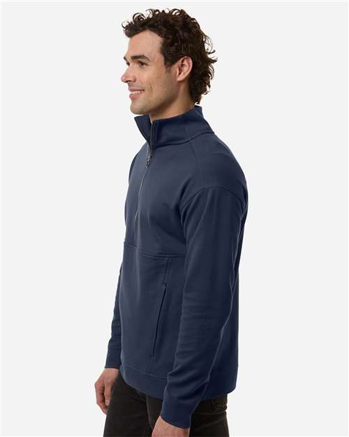 North End NE220 Men's Mantra Half-Zip Ottoman Pullover - Classic Navy - model side