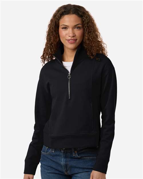 North End NE220W Women's Mantra Half-Zip Ottoman Pullover - Black - model front