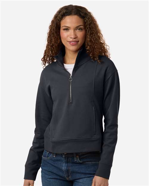 North End NE220W Women's Mantra Half-Zip Ottoman Pullover - Carbon - model front