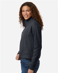North End NE220W Women's Mantra Half-Zip Ottoman Pullover - Carbon - model side