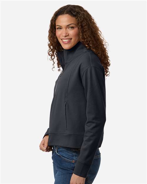 North End NE220W Women's Mantra Half-Zip Ottoman Pullover - Carbon - model side