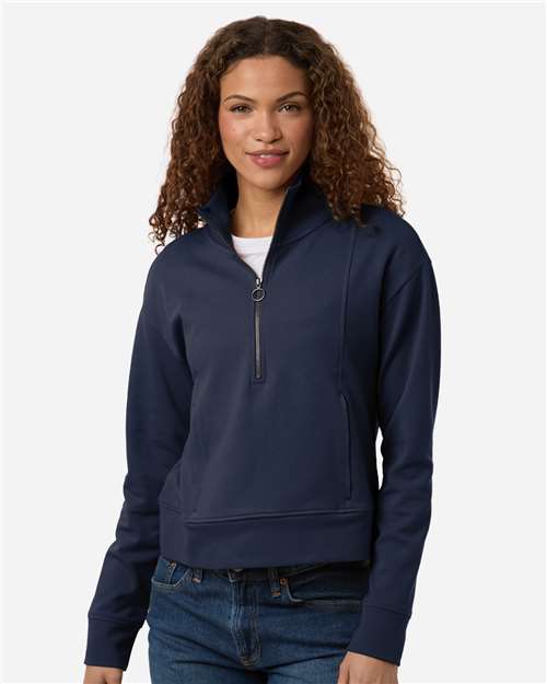 North End NE220W Women's Mantra Half-Zip Ottoman Pullover - Classic Navy - model front