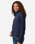 North End NE220W Women's Mantra Half-Zip Ottoman Pullover - Classic Navy - model side