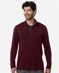 North End NE405 Men's JAQ Stretch Performance Quarter-Zip - Burgundy/ Carbon - model front