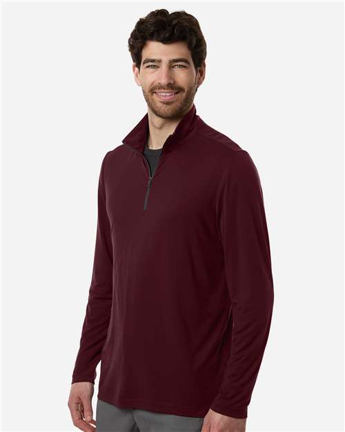 North End NE405 Men's JAQ Stretch Performance Quarter-Zip - Burgundy/ Carbon - model side