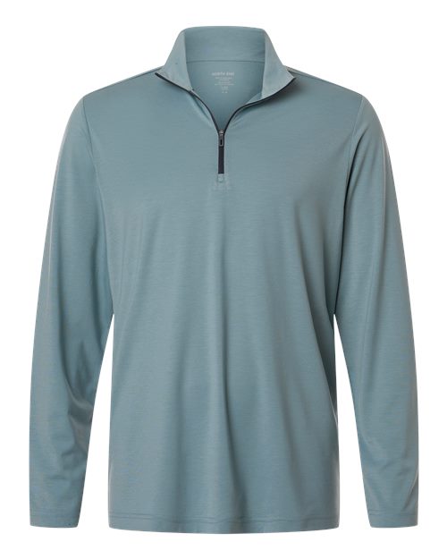 North End NE405 Men's JAQ Stretch Performance Quarter-Zip - Opal Blue/ Carbon  - front